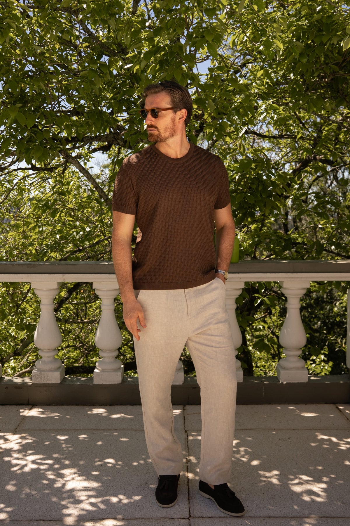 Camiseta Tricot Texturizada Marrom