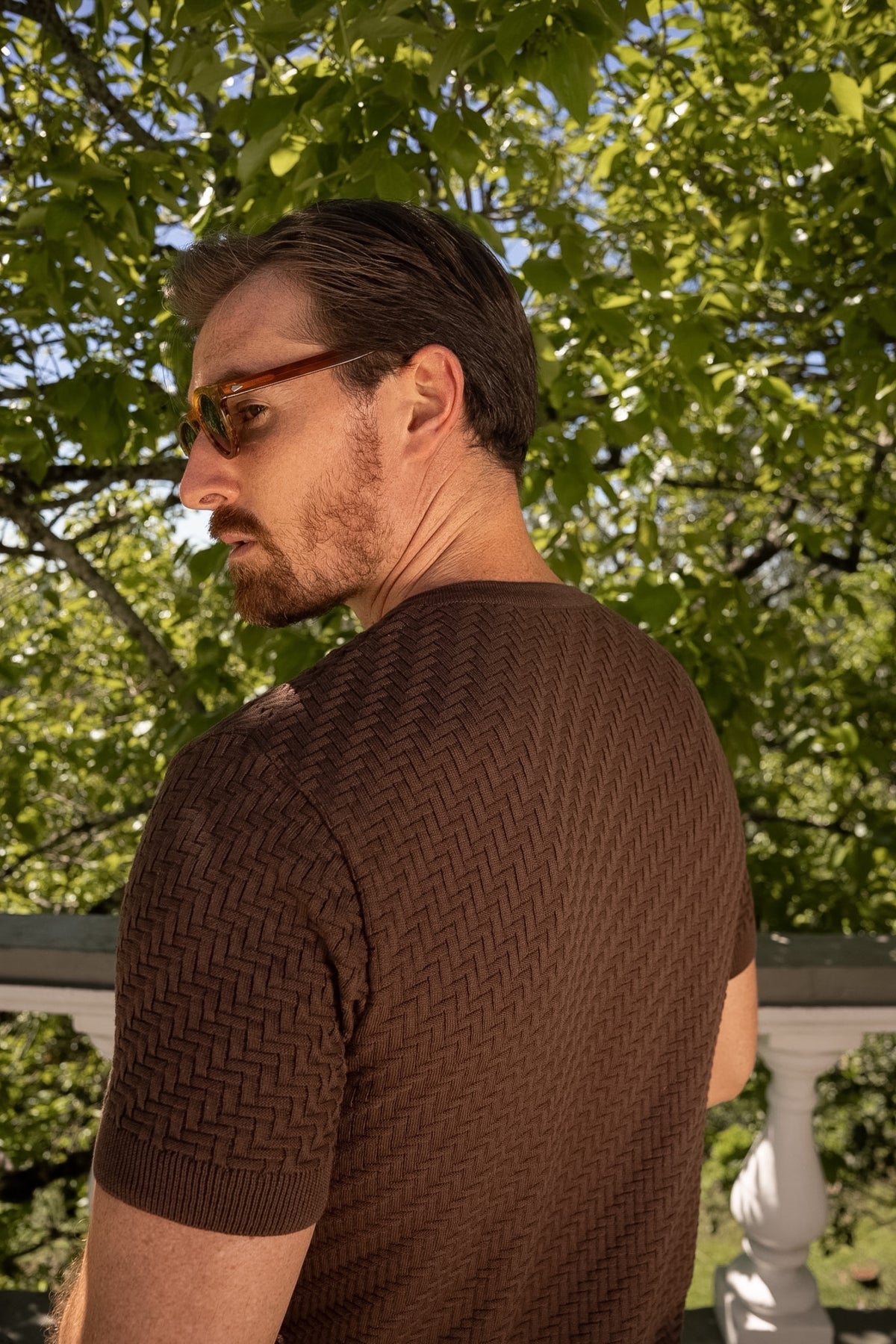 Camiseta Tricot Texturizada Marrom