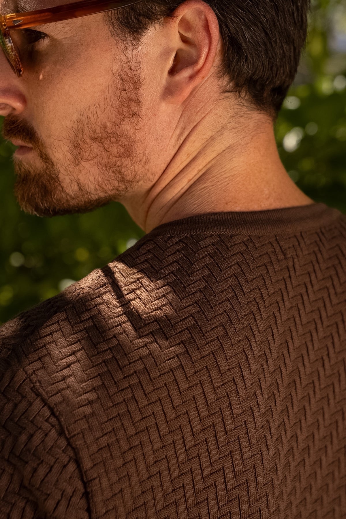 Camiseta Tricot Texturizada Marrom