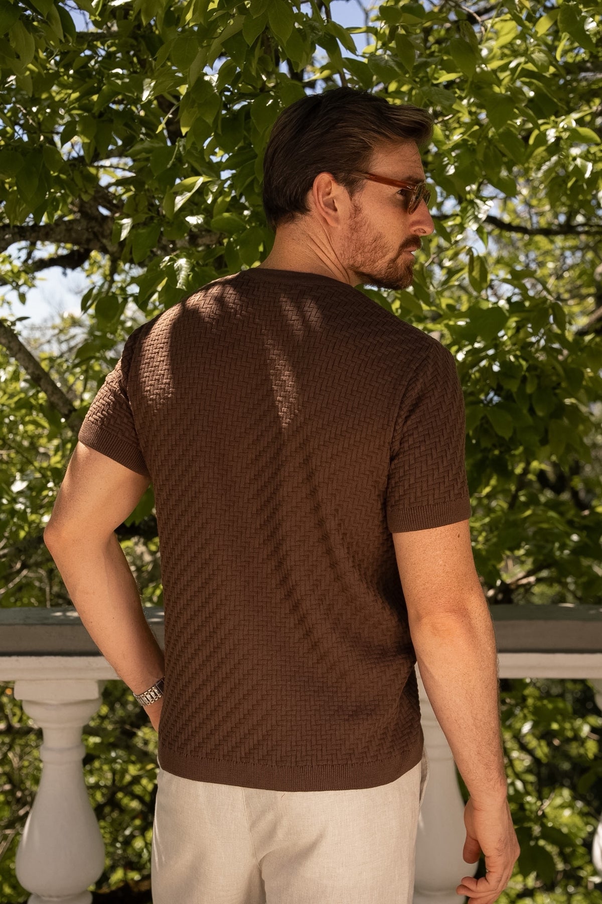 Camiseta Tricot Texturizada Marrom