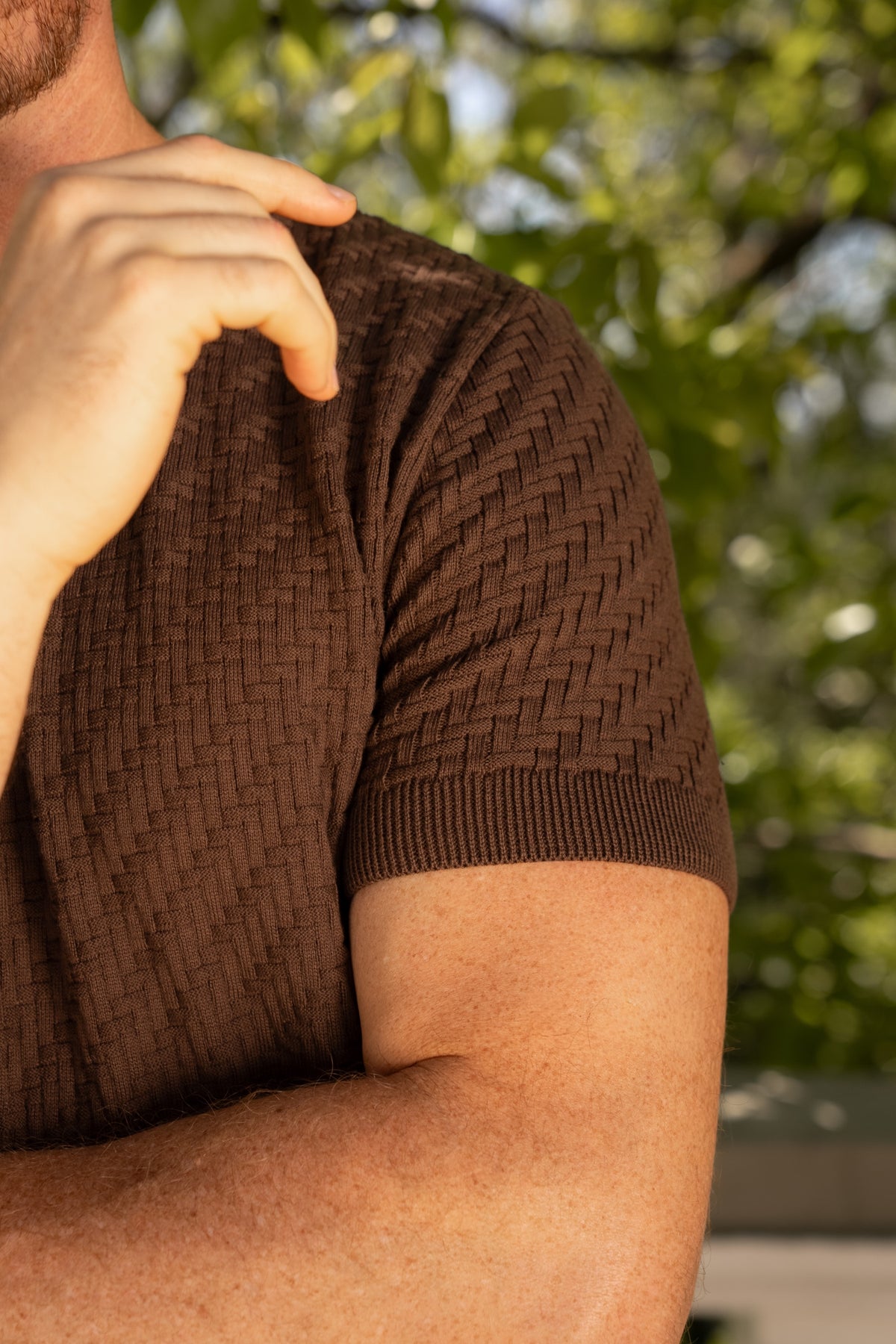 Camiseta Tricot Texturizada Marrom