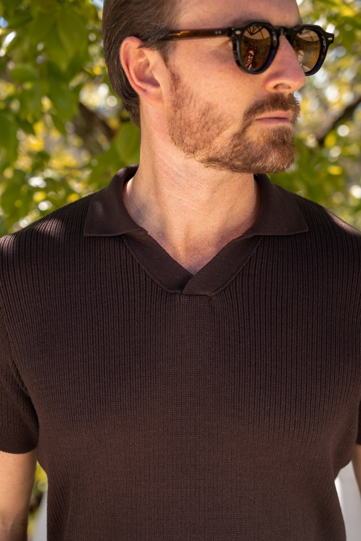 Polo Tricot Gola V Café