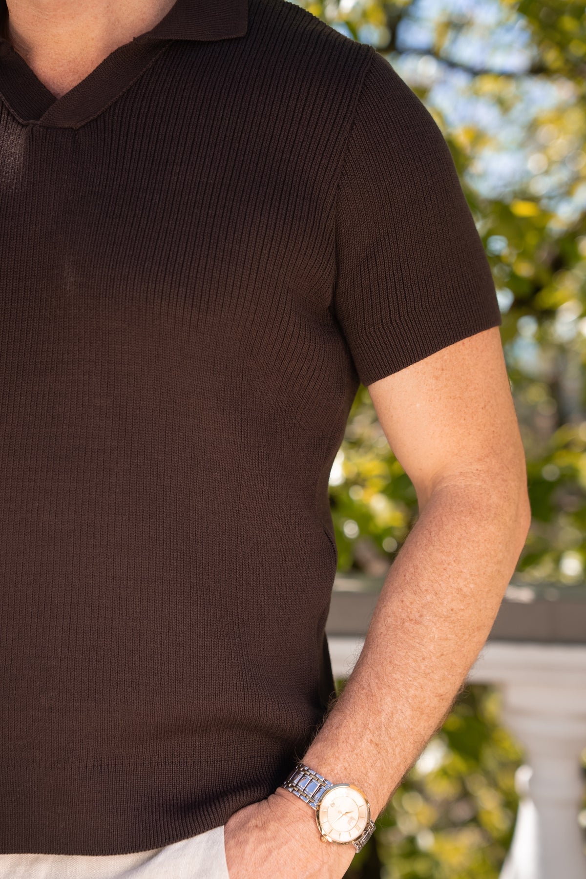 Polo Tricot Gola V Café