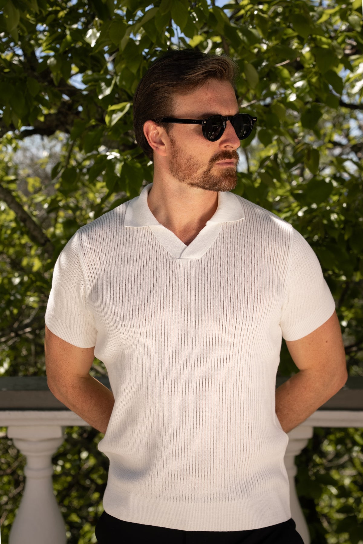 Polo Tricot Gola V Off-White