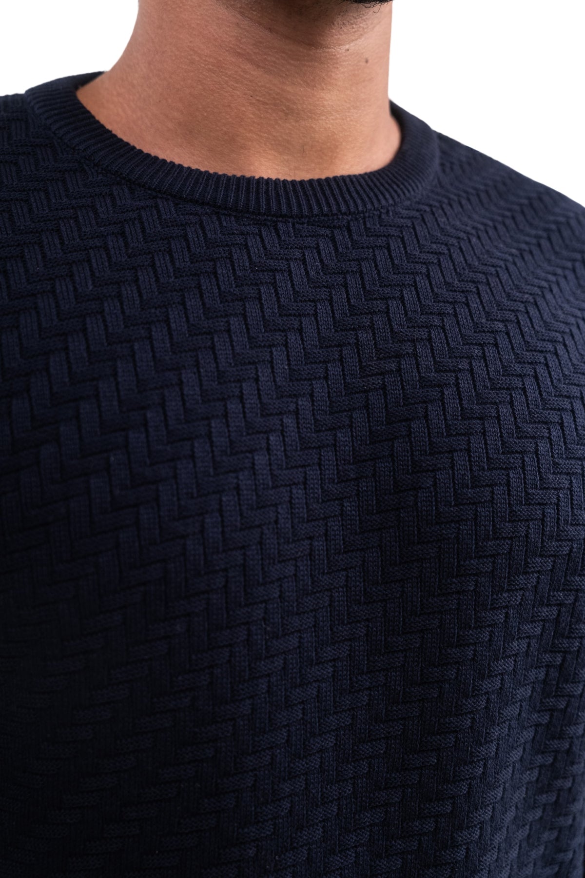 Suéter Tricot Texturizado Azul Marinho