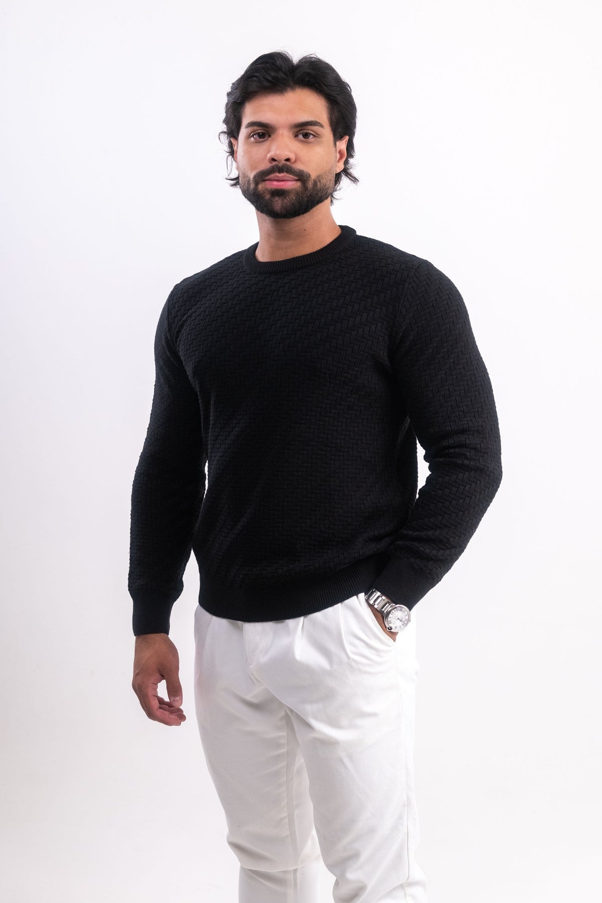 Suéter Tricot Texturizado Preto