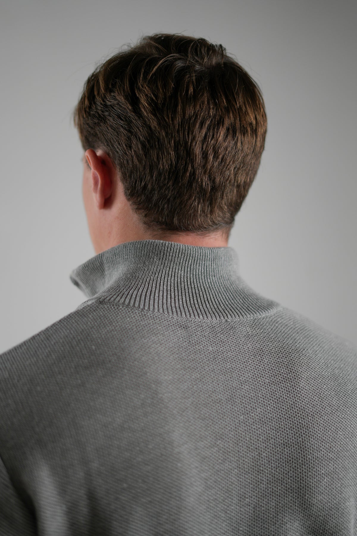 Suéter Quarter-Zip Ponto Piquet Cinza Claro