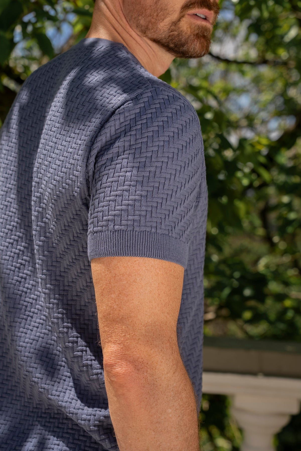 Camiseta Tricot Texturizada Azul Índigo