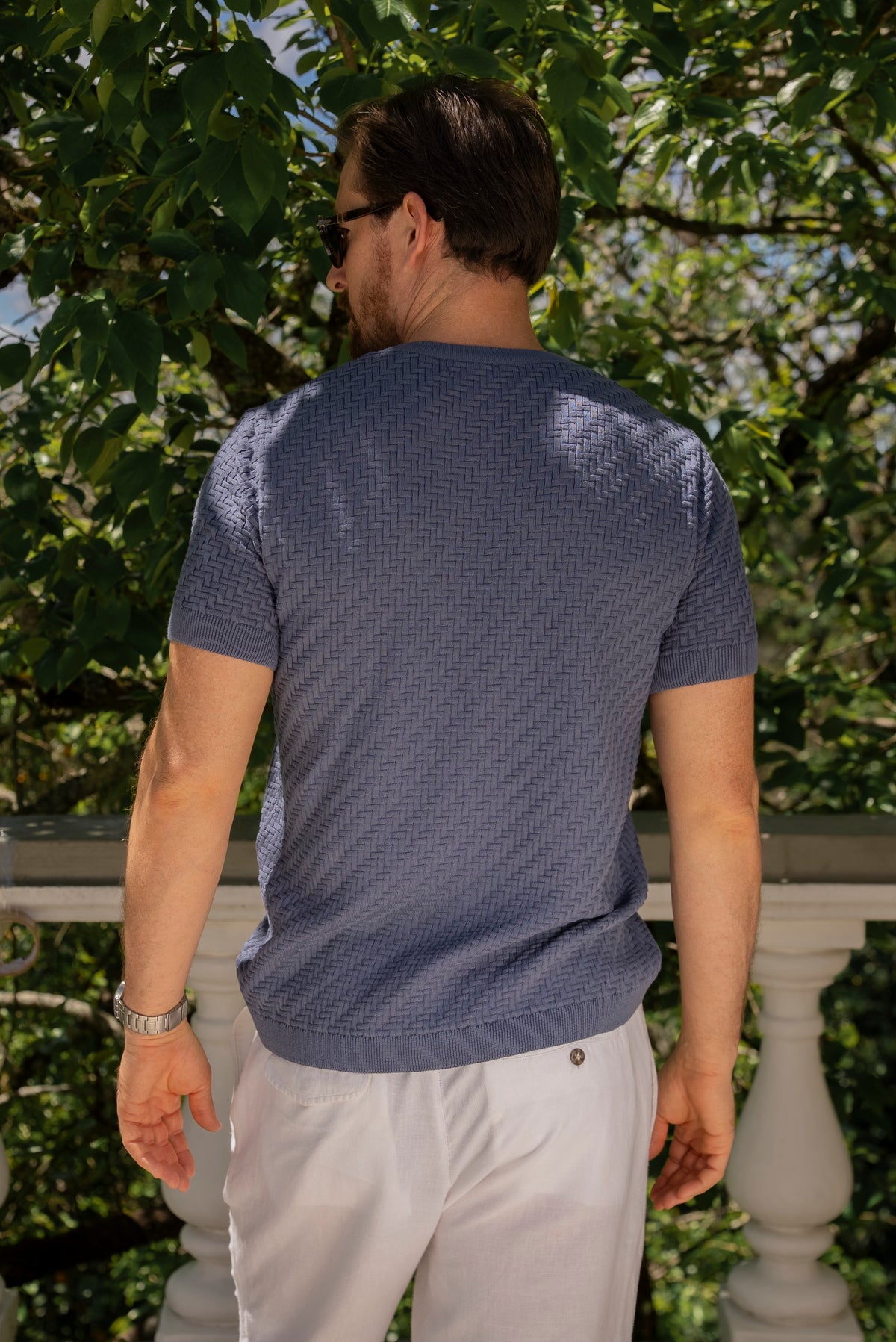 Camiseta Tricot Texturizada Azul Índigo