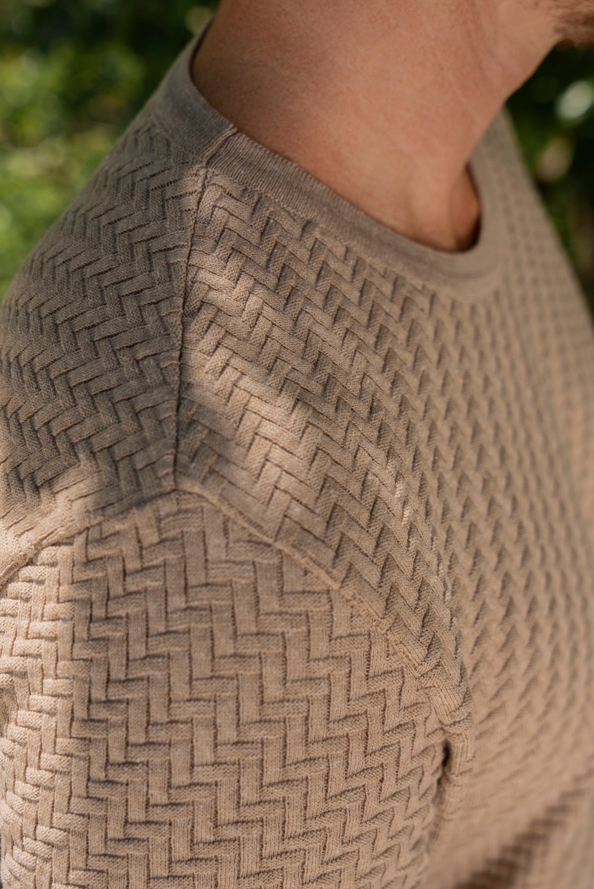 Camiseta Tricot Texturizada Bege