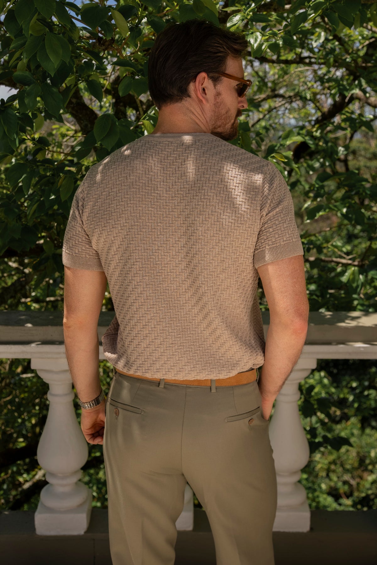 Camiseta Tricot Texturizada Bege