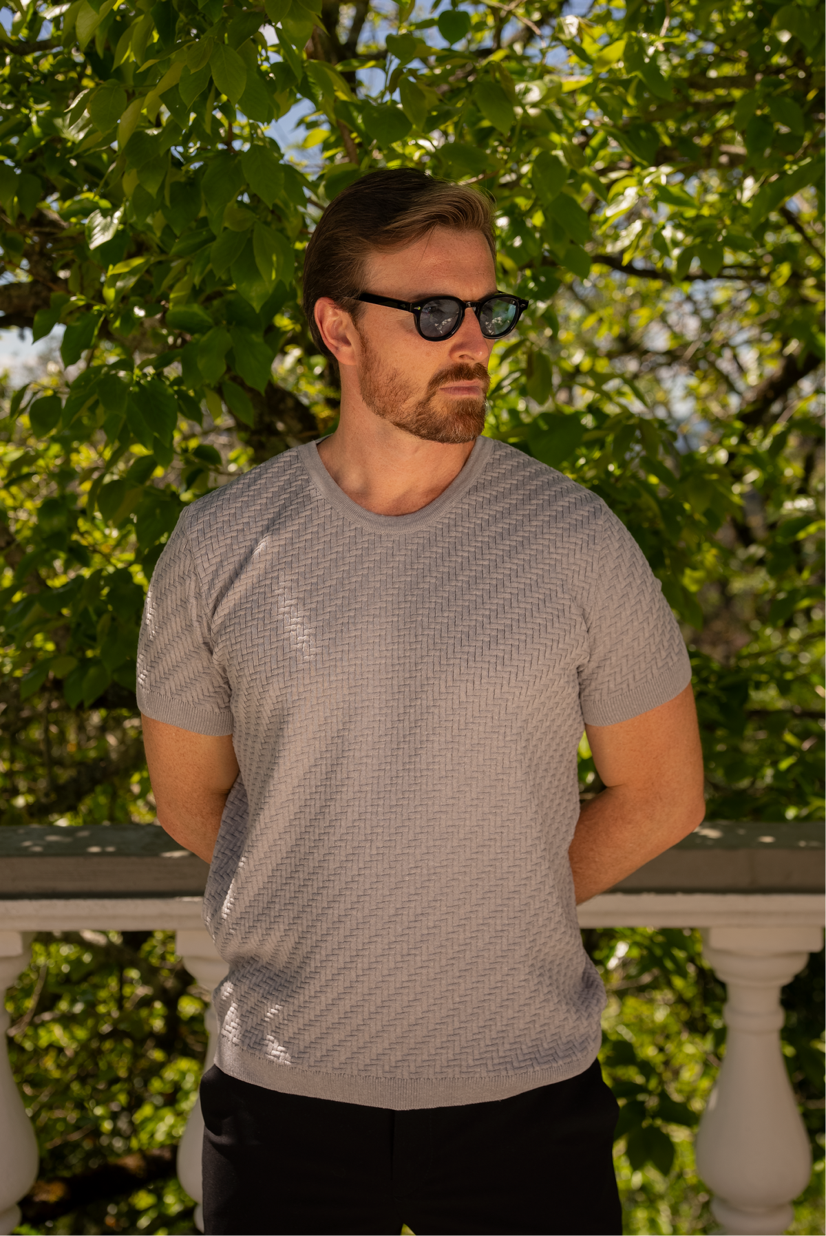 Camiseta Tricot Texturizada Cinza Claro